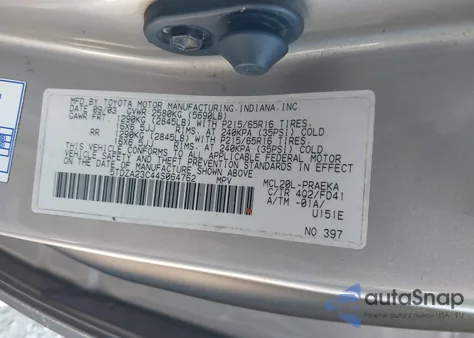 2004 Toyota Sienna Ce from USA, damaged, VIN 5TDZA23C44S064762